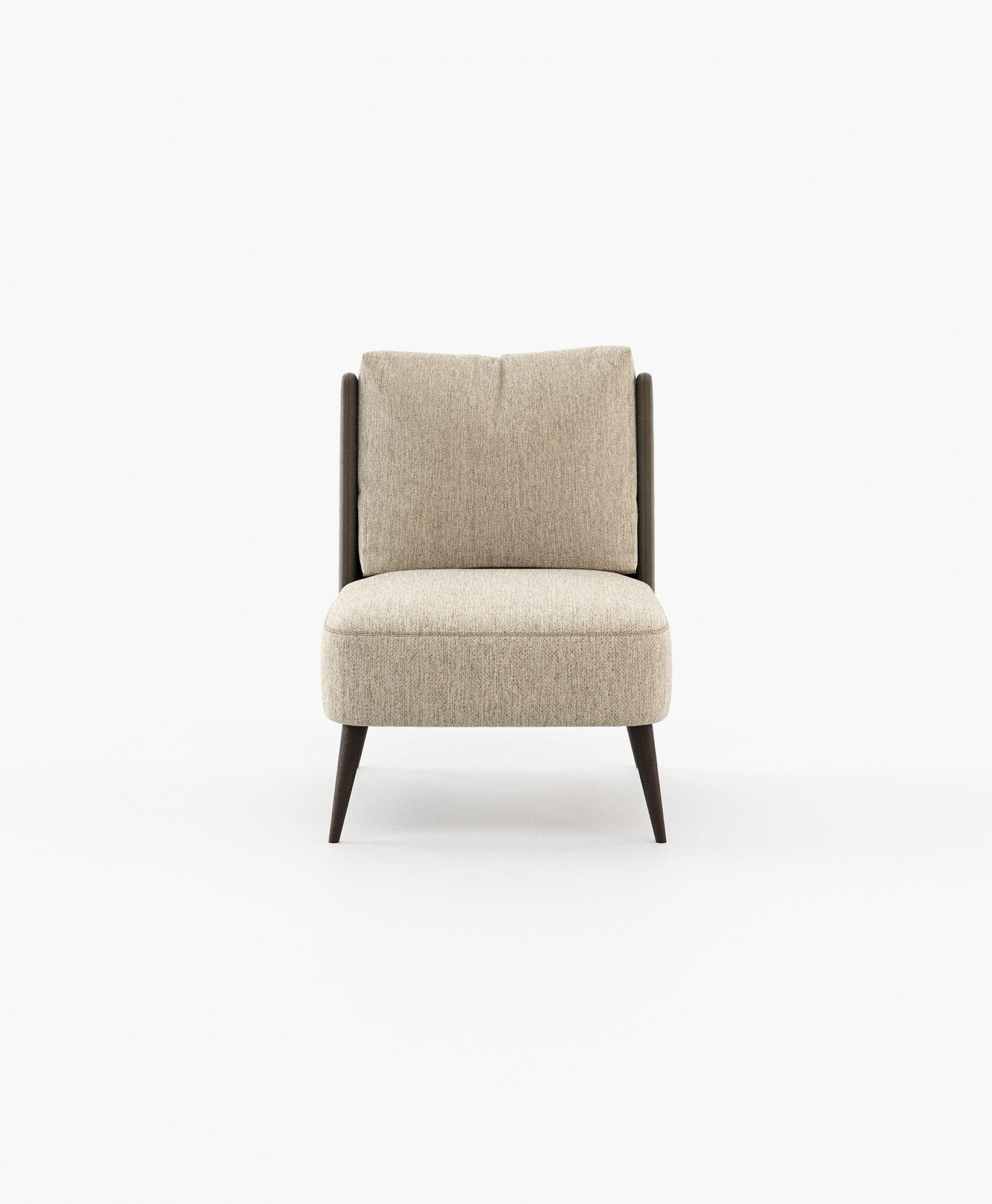 Bespoke Armless Lounge Chair in Monotone Light Grey Velvet with Lacquered Legs In New Condition For Sale In NEW YORK, NY