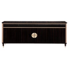 Bespoke Art Deco Design Handmade Katalox Wood & Leather 4-Drawer Sideboard