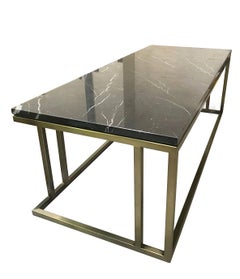 Custom Made Elio Coffee Table Brass Plate Structure and Black Marble