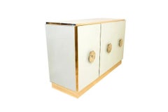 Bespoke Art Deco Italian Couture Design White & Brass 3-Door Cupboard/Sideboard