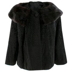 Manteau cape noir Astrakhan et vison sur mesure - Appartenant à Lauren Bacall - S