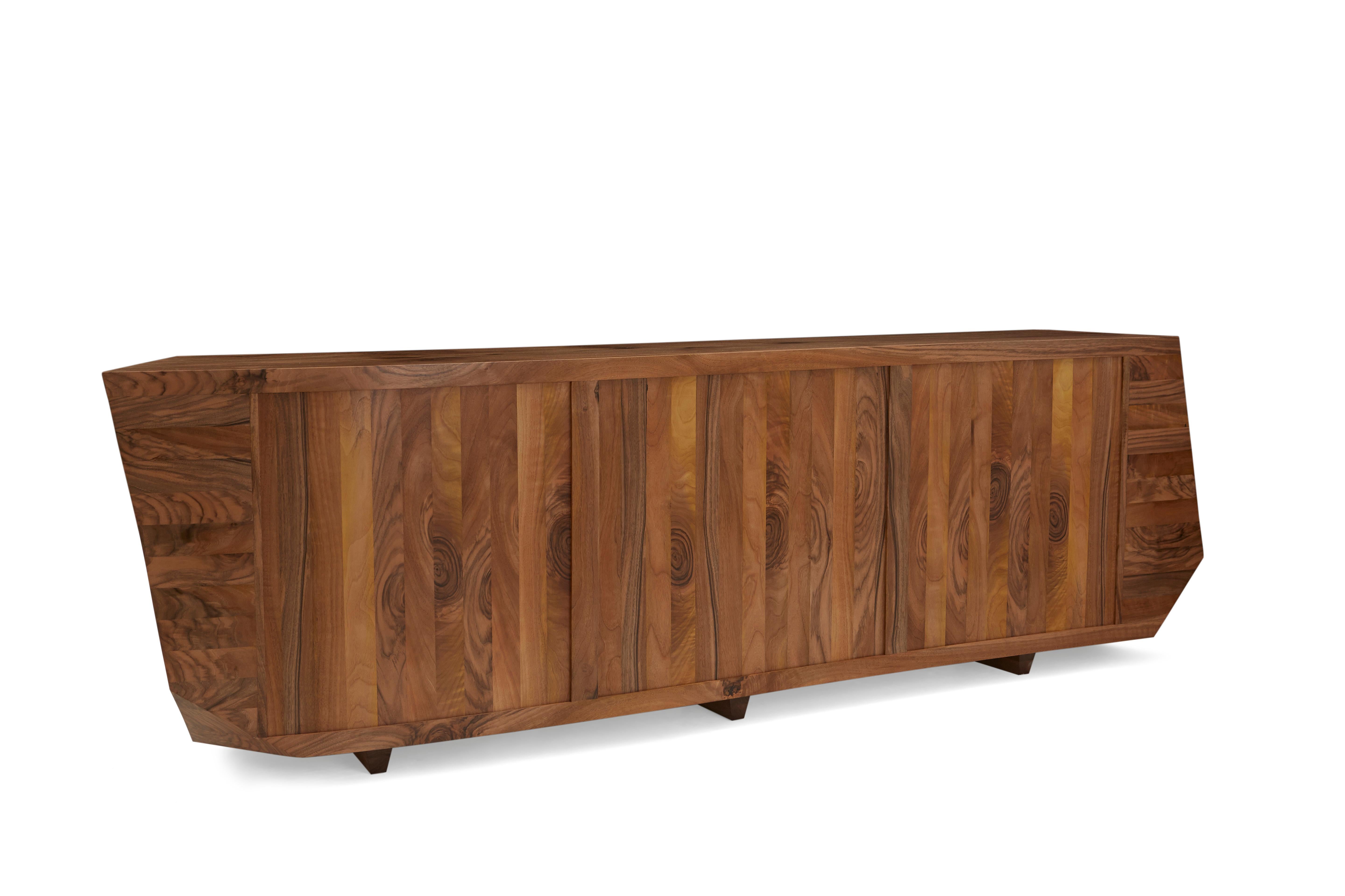 Bespoke Asymmetrical Bookcase of solid walnut by Jonathan Field. For Sale 2