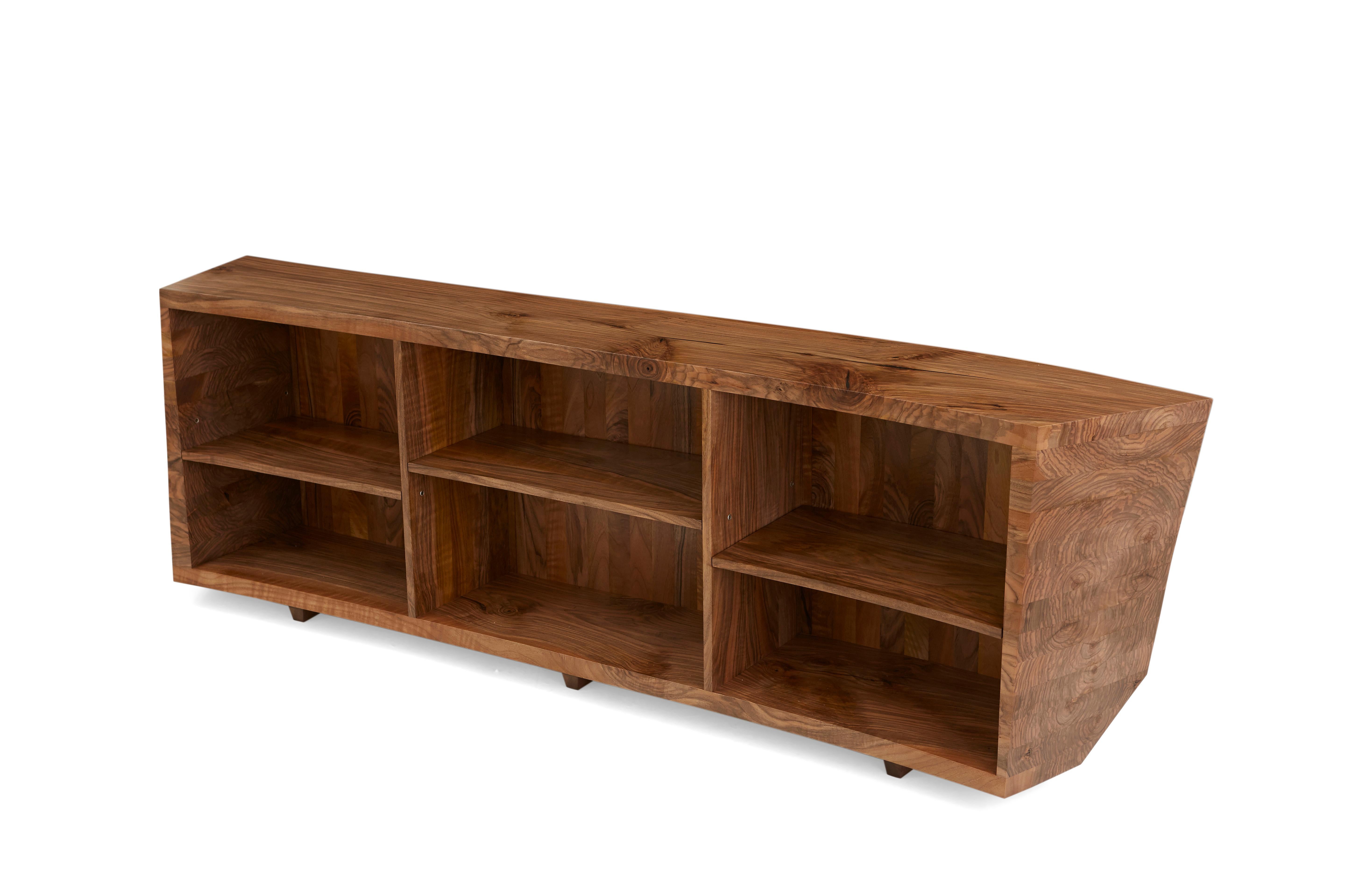 English Bespoke Asymmetrical Bookcase of solid walnut.  For Sale