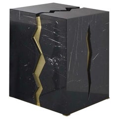 Bespoke Atelier Terrai Italian Black Marble Coffee Table and Satin Brass Insert