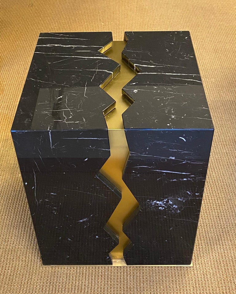 Bespoke Atelier Terrai Italian Black Marble Coffee Table and Satin