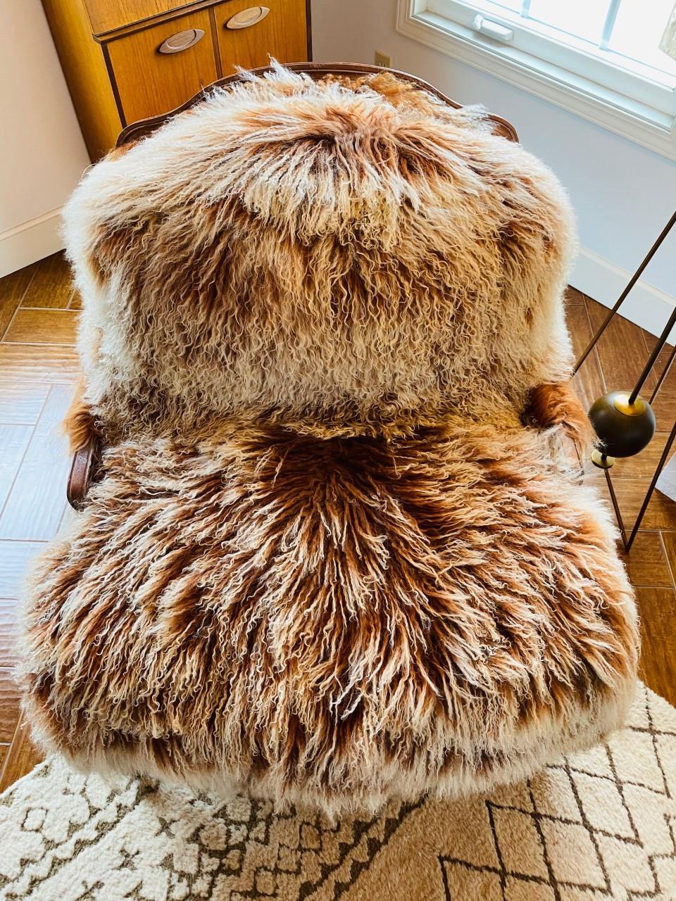 Bespoke Auberge Style Mongolian Sheep Fur Armchair 5