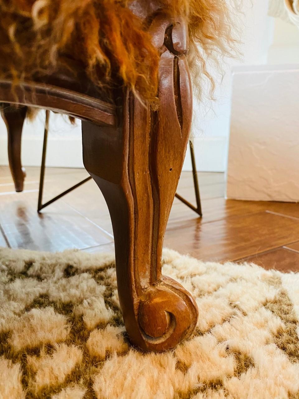 Bespoke Auberge Style Mongolian Sheep Fur Armchair In Good Condition In San Diego, CA