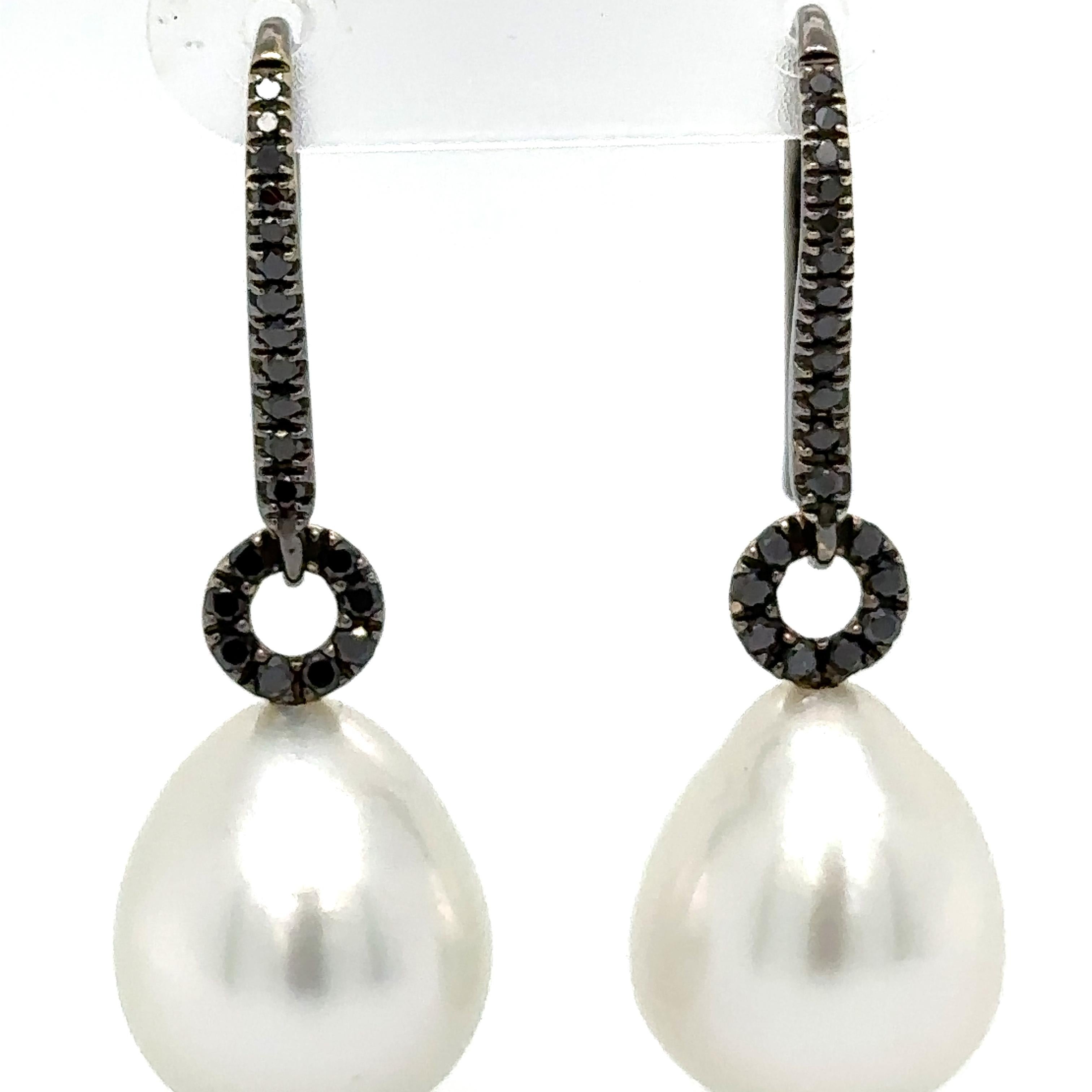 Princess Cut Bespoke Autore South Sea Pearls & Diamond Earrings 0.31ct