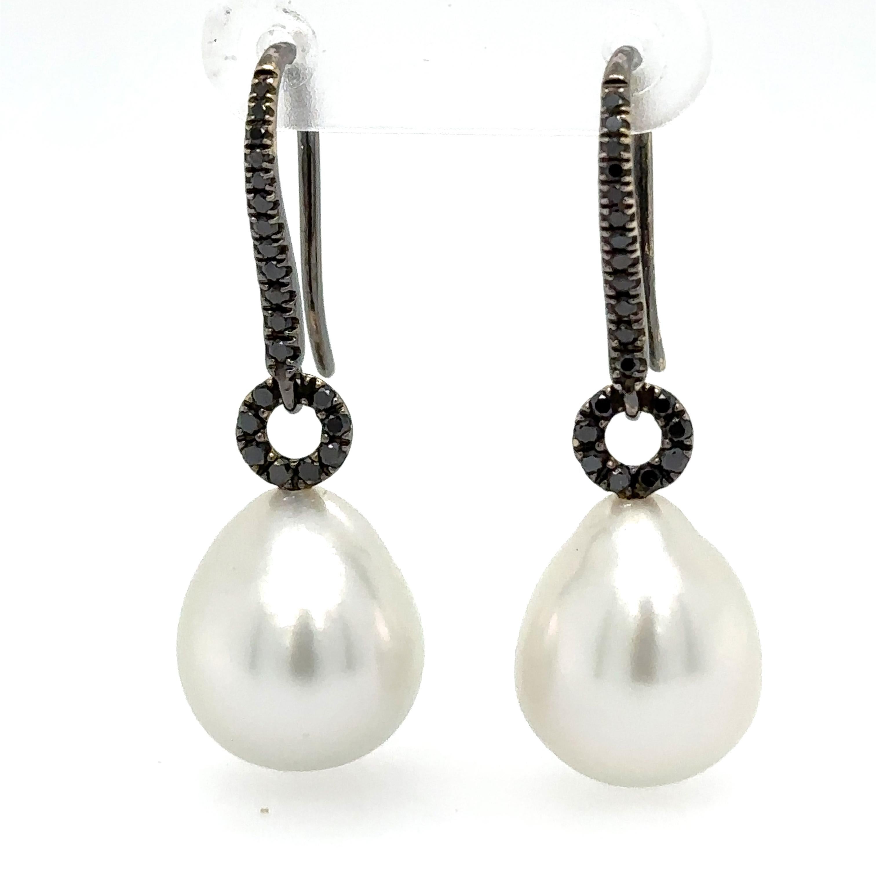 Bespoke Autore South Sea Pearls & Diamond Earrings 0.31ct In Excellent Condition In SYDNEY, NSW