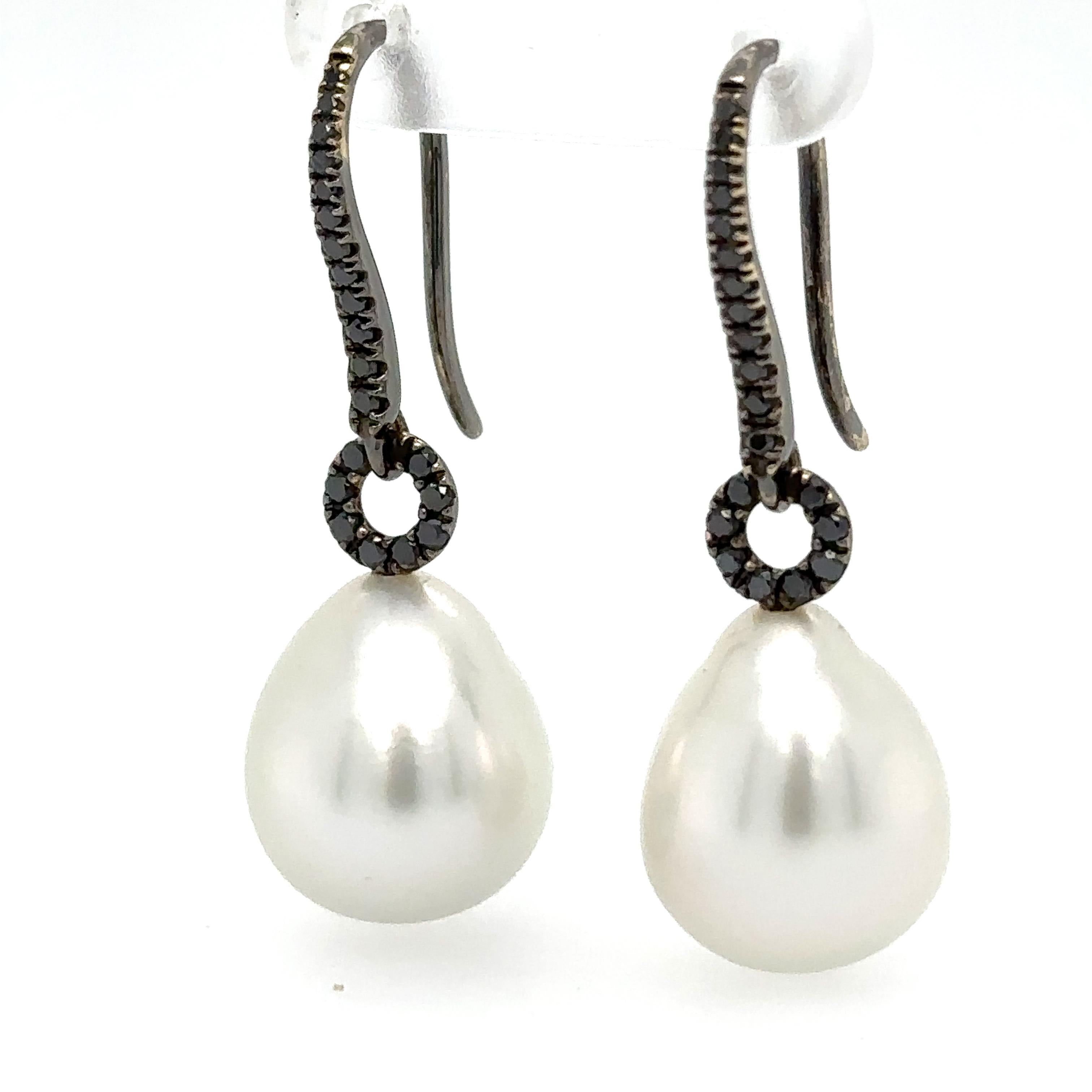 Women's Bespoke Autore South Sea Pearls & Diamond Earrings 0.31ct