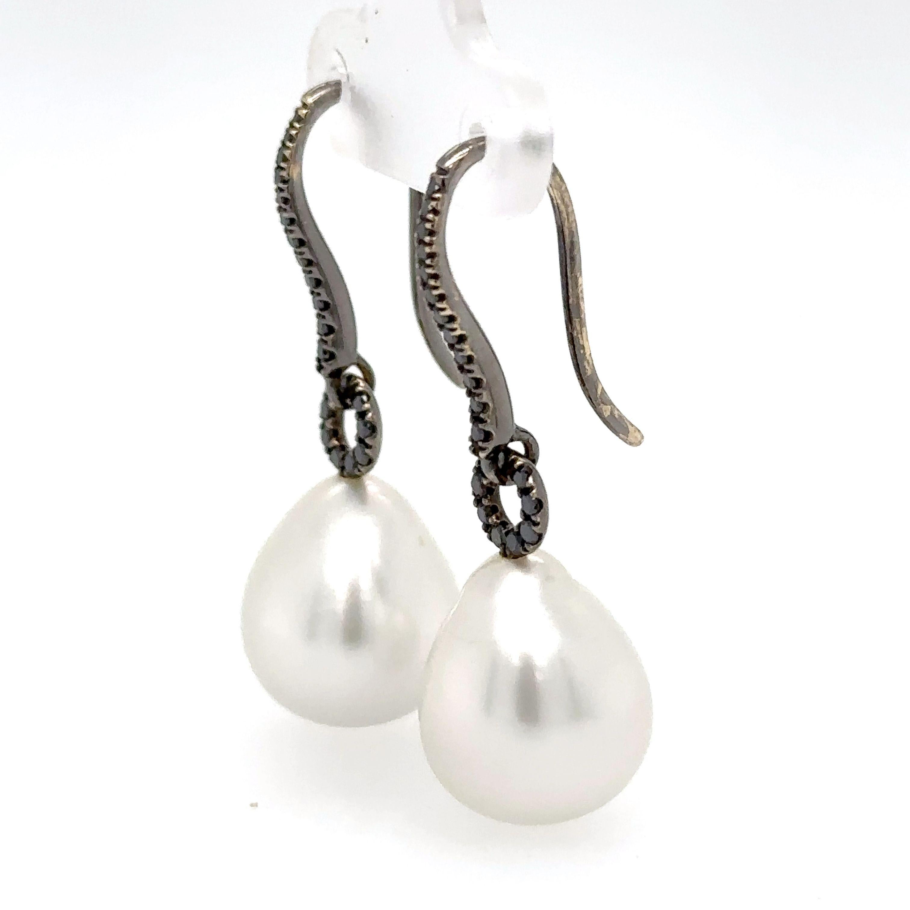 Bespoke Autore South Sea Pearls & Diamond Earrings 0.31ct 1