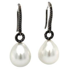 Bespoke Autore South Sea Pearls & Diamond Earrings 0.31ct