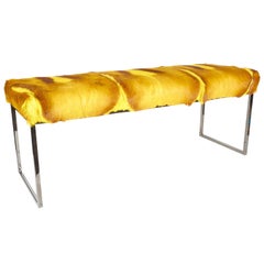 Bespoke Bench in Exotic Springbok Fur in Vibrant Yellow