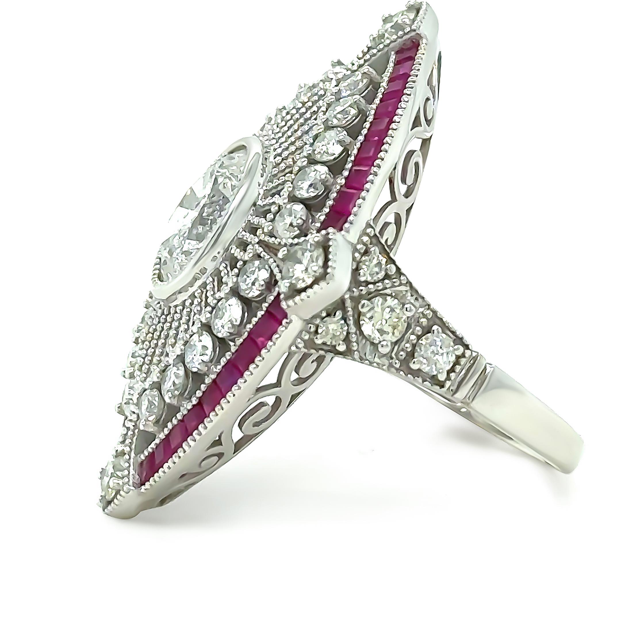 Oval Cut Bespoke Bespoke 14ct White Gold Ruby & Diamond Set 