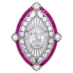 Bespoke Bespoke 14ct White Gold Ruby & Diamond Set "Art-Deco" Ring 4.62ct
