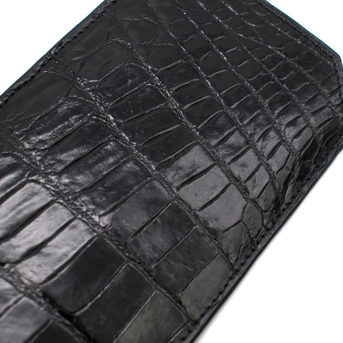 Men's Bespoke Black Crocodile Leather & Diamond Sunglasses Case