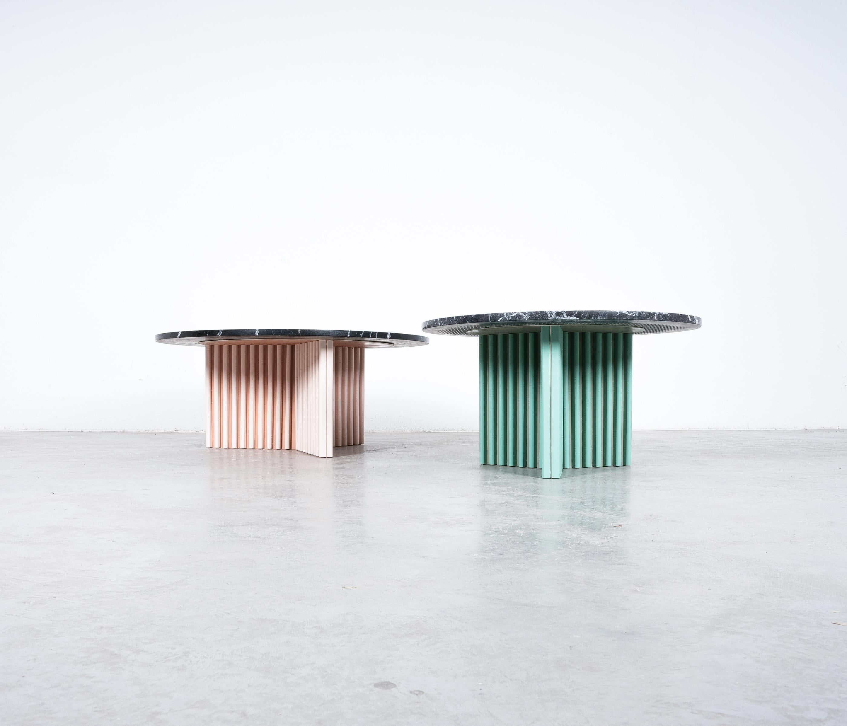 Mid-Century Modern Bespoke Black Marble Carrara Tables Side Tables, France, circa 1990 For Sale