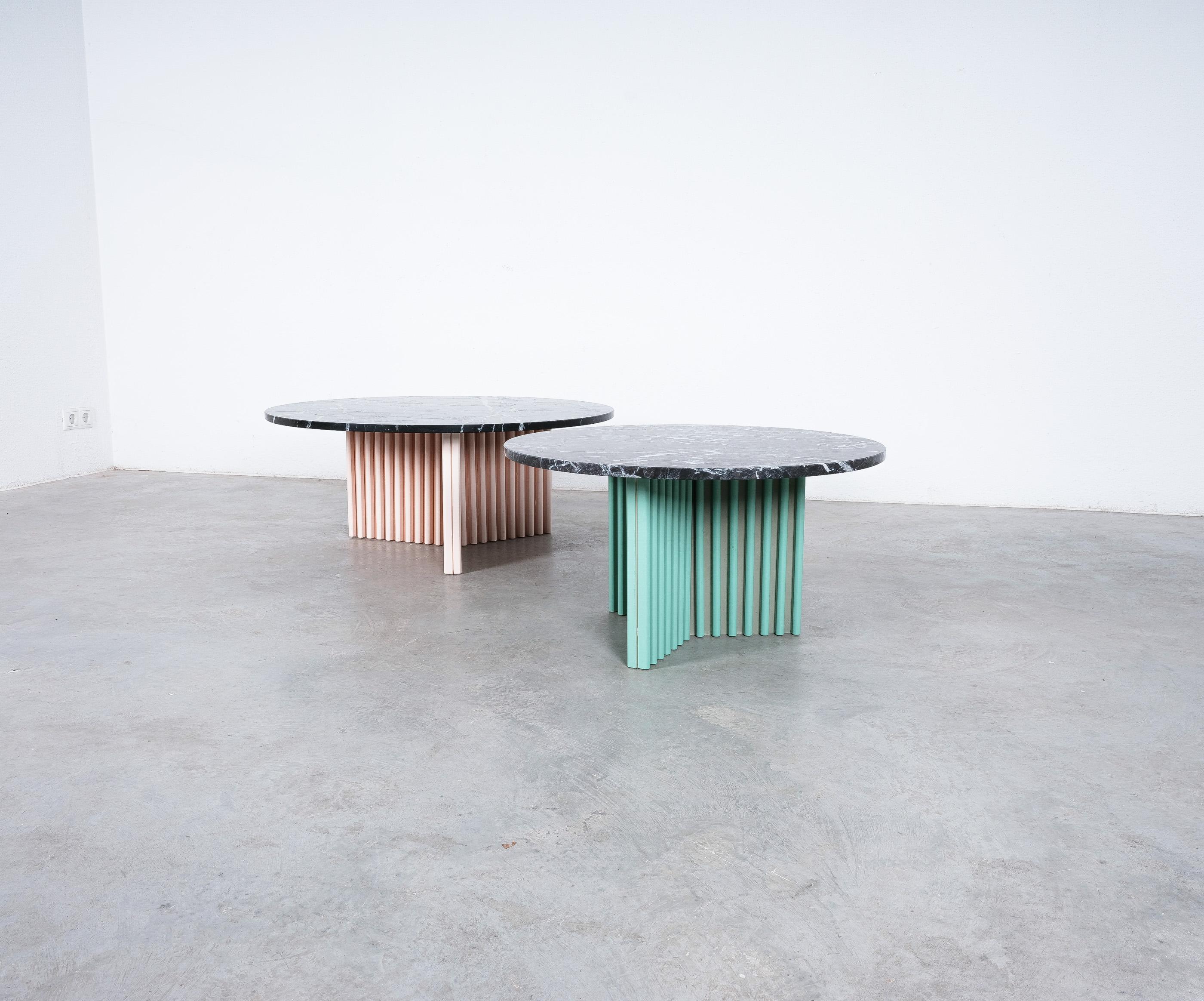 French Bespoke Black Marble Carrara Tables Side Tables, France, circa 1990 For Sale