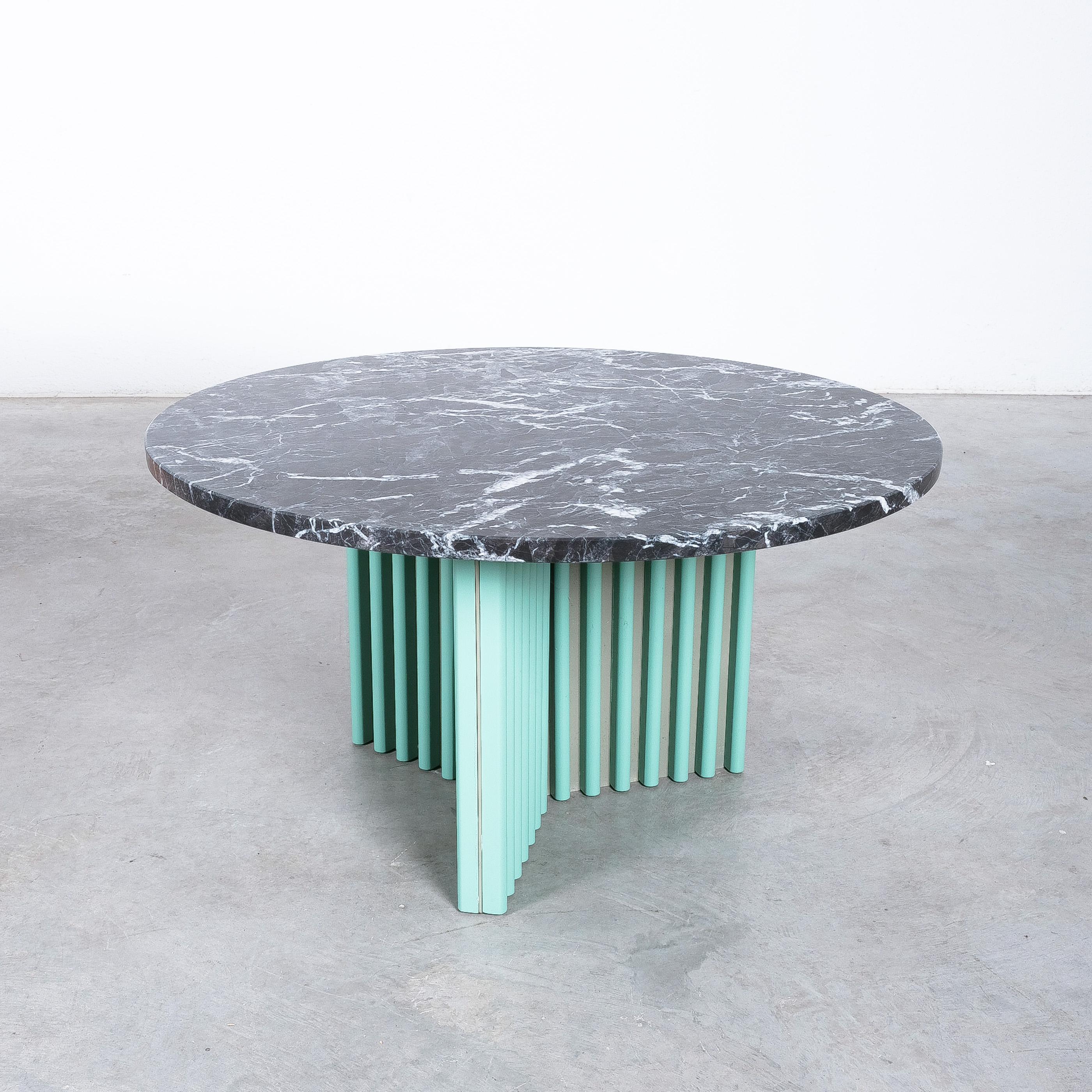 Steel Bespoke Black Marble Carrara Tables Side Tables, France, circa 1990 For Sale