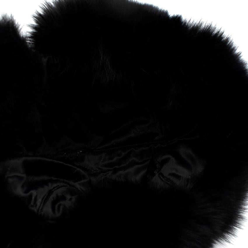Bespoke Black Nylon & Vison Fur Padded Hat In Excellent Condition For Sale In London, GB