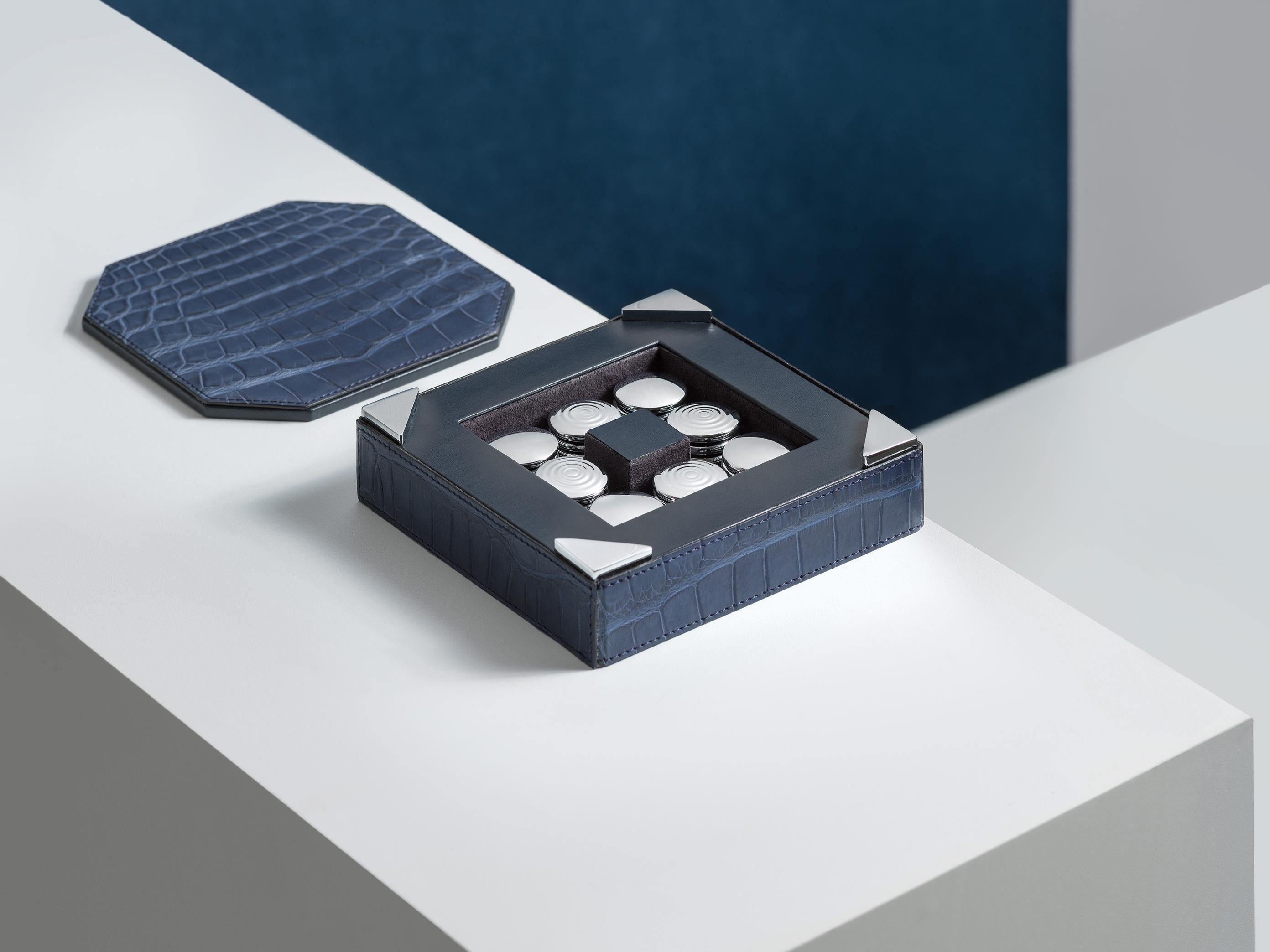 With a continued desire to push the boundaries of luxury design within the game table industry, IMPATIA unveils a brand new contemporary checkers set crafted from Mississippiensis alligator skin. Designed by the IMPATIA R&D team, this bespoke game