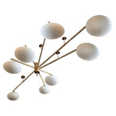 Bespoke Brass and Glass Ceiling Italian Light Eight Arms 