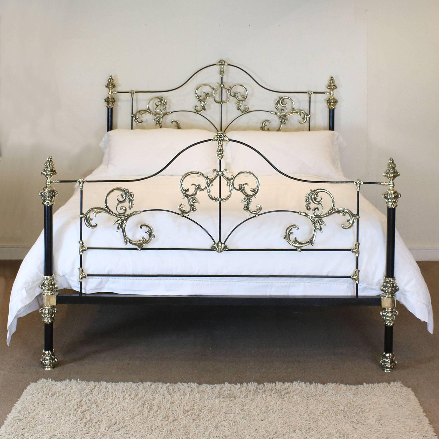 A stunning bespoke made-to-measure brass and iron bed with ornate brass castings, faithfully copying an original antique bed.

The width can be ordered at 60 inches (UK King or US Queen), 72 inches (UK Super King or Californian King) and 76 inches