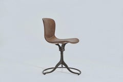 Bespoke Brass Swivel Chair with Floor-Ring, in Truffe Leather, by P. Tendercool