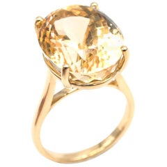 Bespoke Brazilian 20.75 Carat Fine Citrine Gold Set Cocktail Ring Bespoke Brazilian 20.75 Carat Fine Citrine Gold Set Cocktail Ring