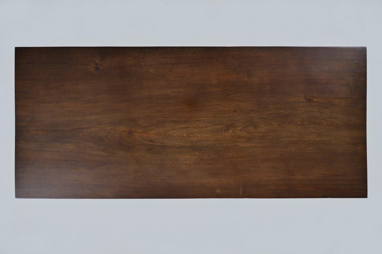 Bespoke Brutalist Meets Japan Desk, Antique Hardwood Slab, by P. Tendercool For Sale 1