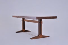 Bespoke Brutalist Meets Japan Desk, Antique Hardwood Slab, by P. Tendercool
