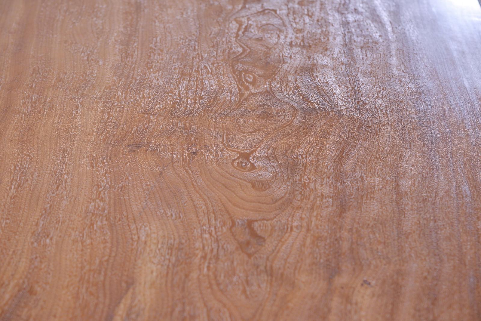 Hand-Carved Bespoke Brutalist Meets Japan Desk, Antique Hardwood Slab, by P. Tendercool For Sale