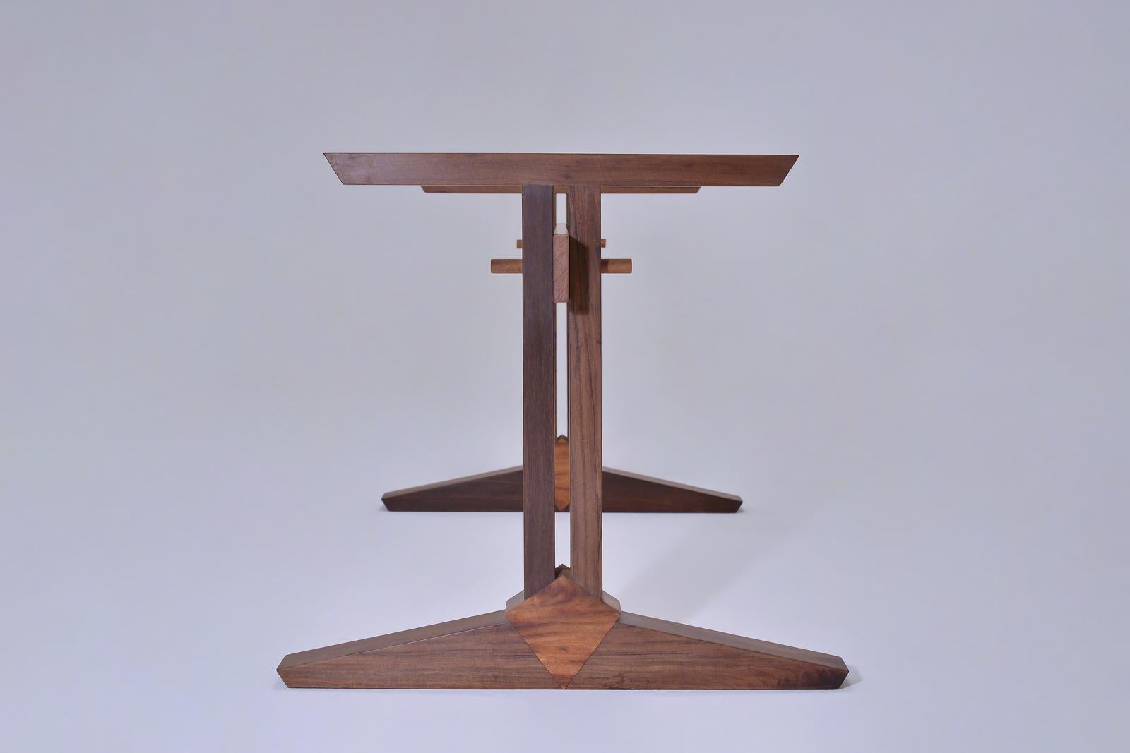 Bespoke Brutalist Meets Japan Desk, Antique Hardwood Slab, by P. Tendercool In New Condition For Sale In Bangkok, TH