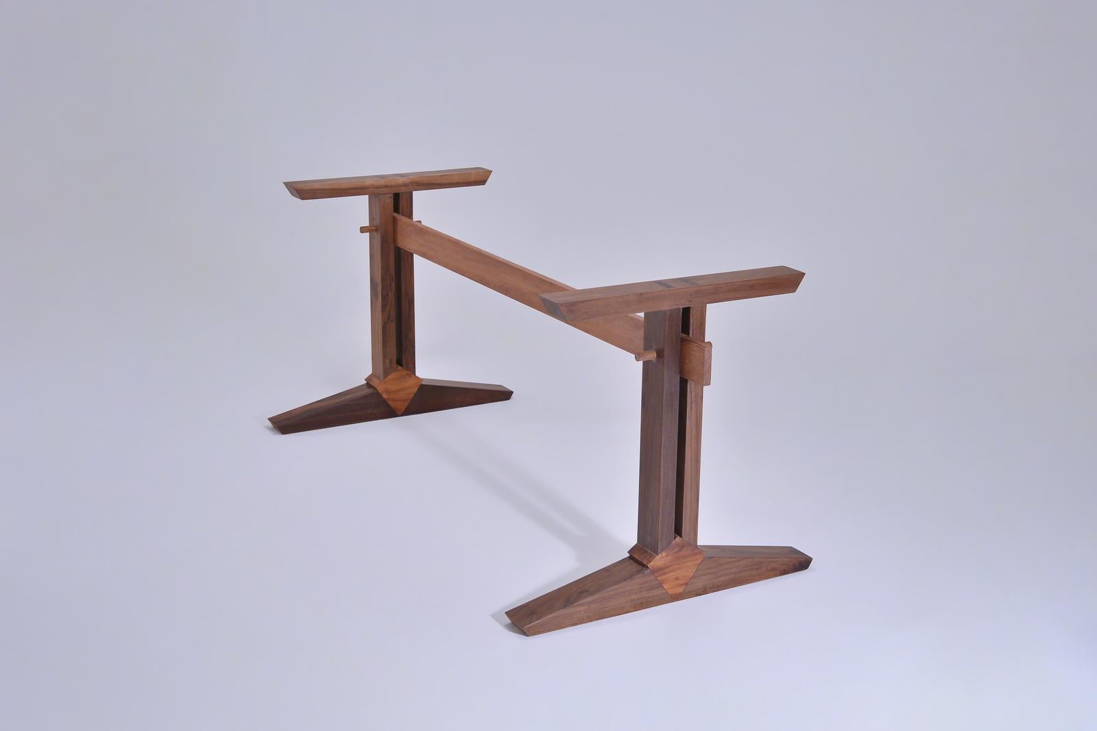 Contemporary Bespoke Brutalist Meets Japan Desk, Antique Hardwood Slab, by P. Tendercool For Sale
