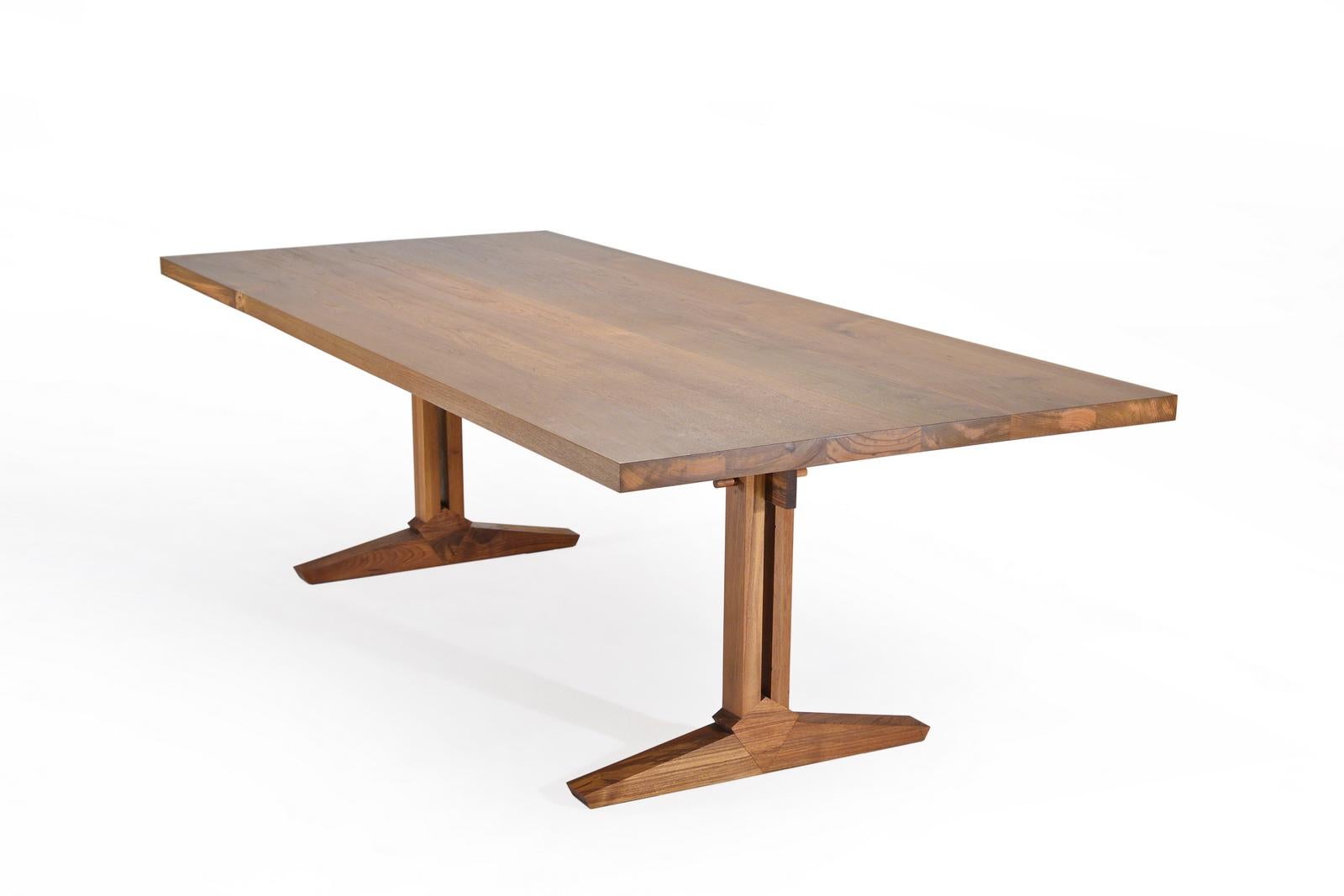 This is our very first 100% in-house designed and created table, or desk, or console. While we are known for mounting our creations on sand cast bronze or brass bases, we do not want to limit ourselves. We went back to the basics on this one: pure
