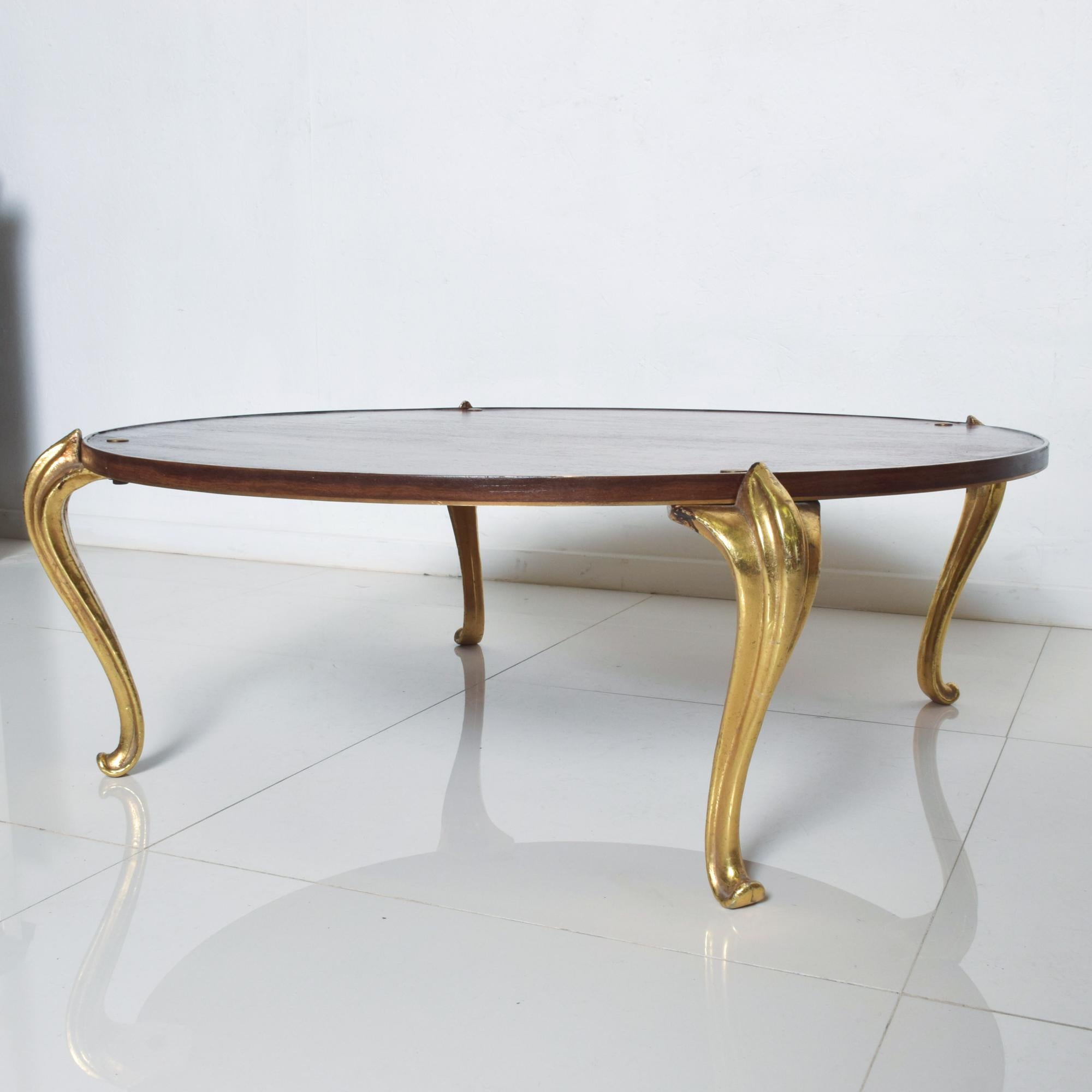 Unknown Bespoke Butterfly Inlay Round Wood Coffee Table Gold Trim Gilded Cabriole Legs For Sale