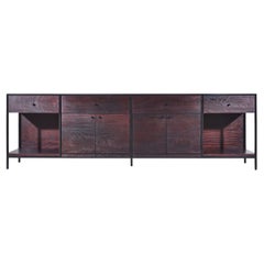 Bespoke Cabinet in Antique Hardwood, Cross Crofile Brass Rods by P. Tendercool