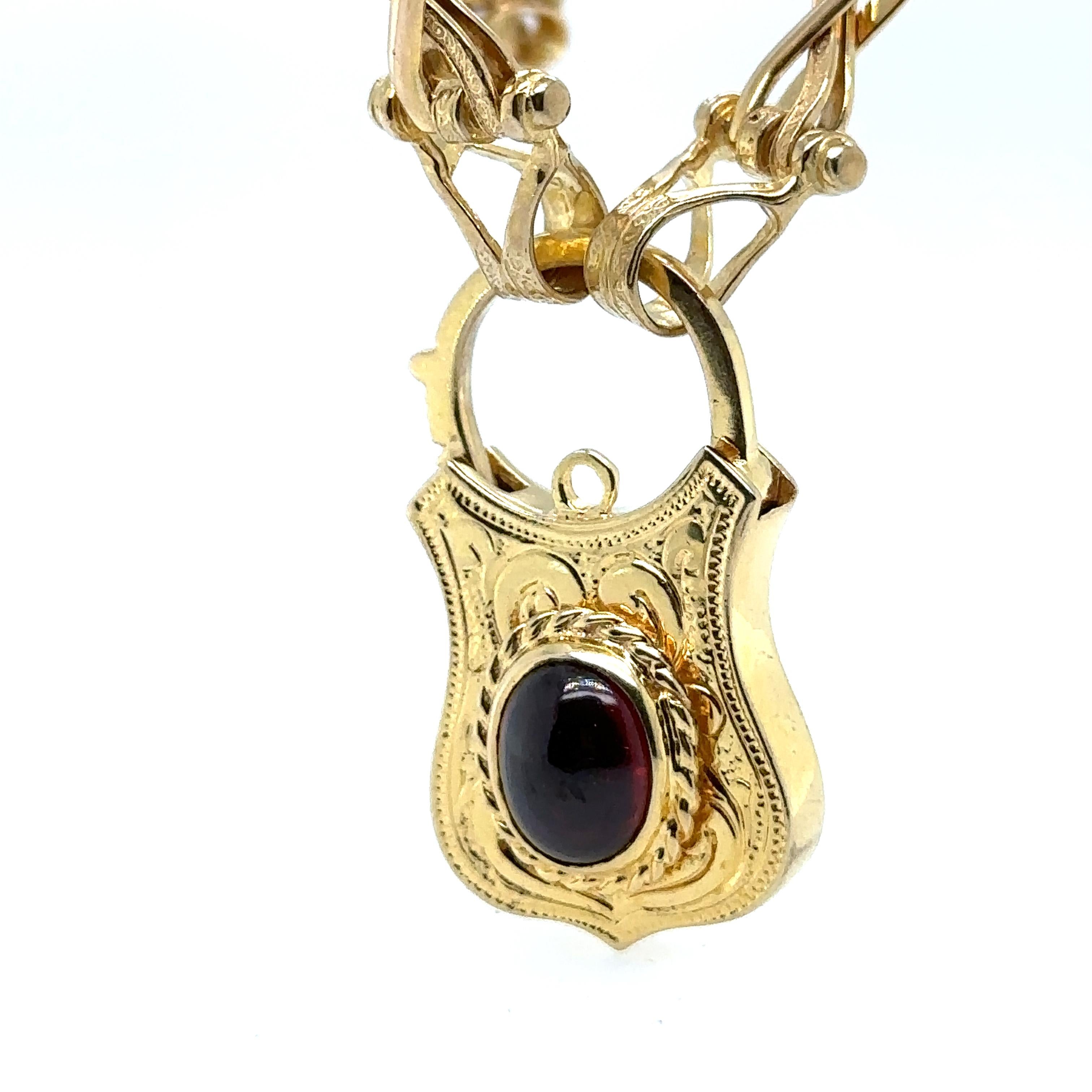 Women's Bespoke Cabochon Garnet Padlock Clasp Necklace For Sale