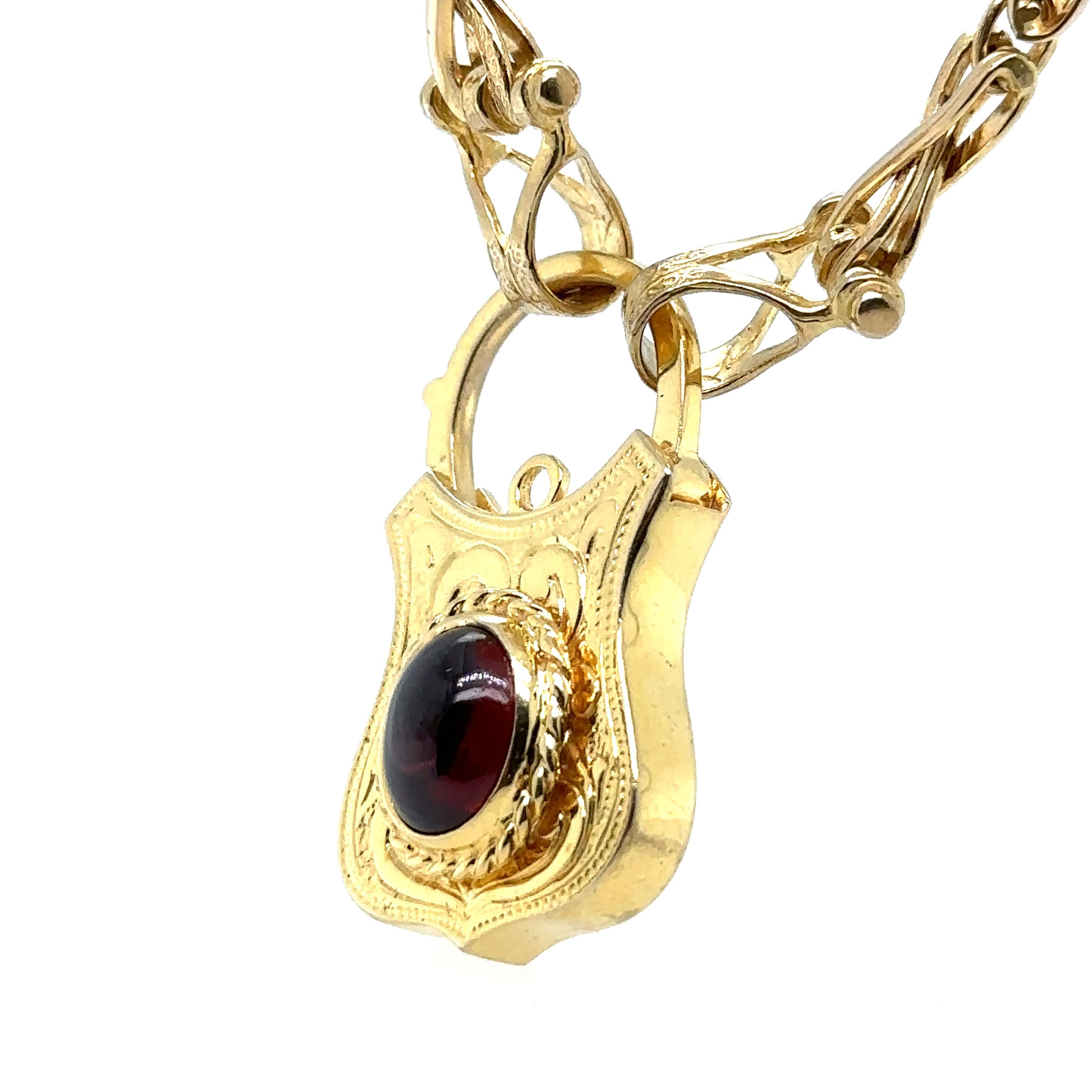 Bespoke Cabochon Garnet Padlock Clasp Necklace For Sale 1