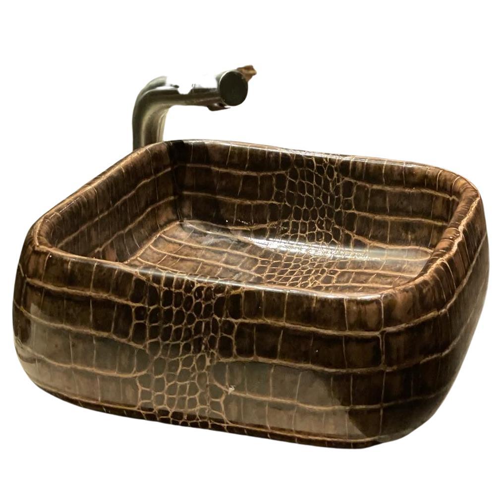 Bespoke Ceramic Faux Snake Skin Sinks For Sale