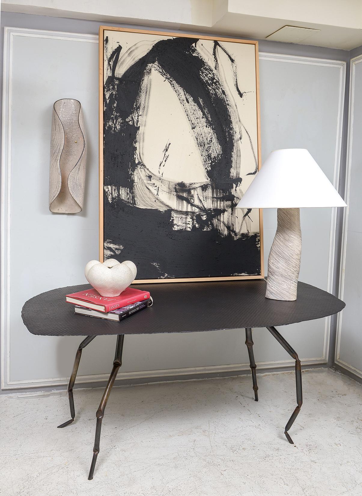 Organic Modern Bespoke Ceramic Ondulée Lamp For Sale