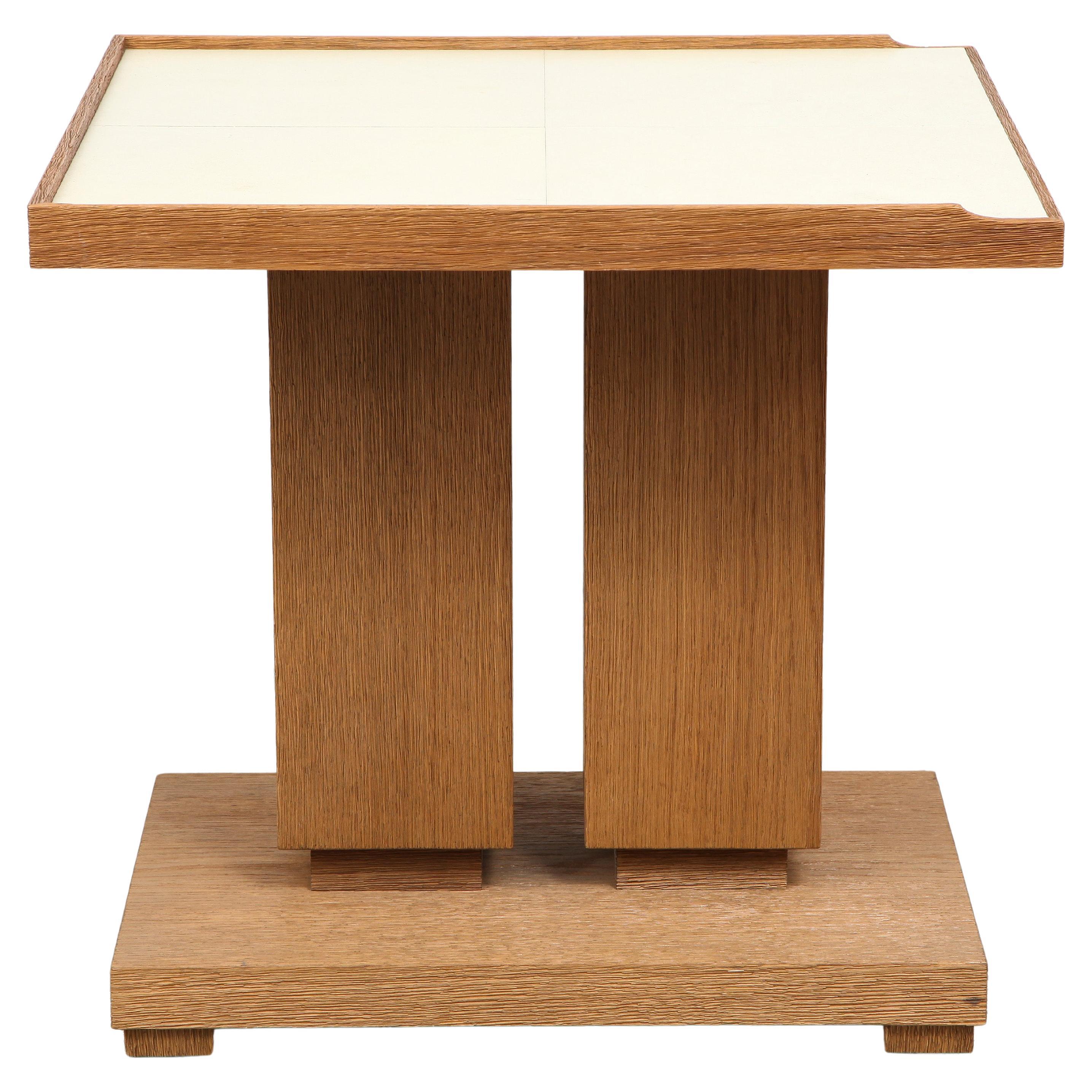Bespoke Cerused Oak and Parchment Table in the Dupre Lafon Manner For Sale