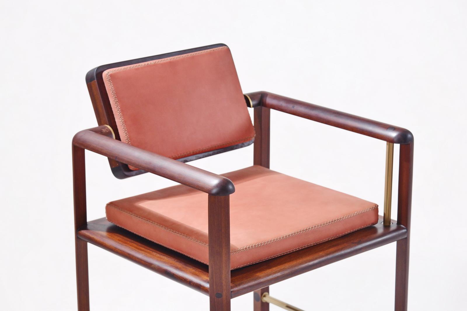 Bespoke Chair Reclaimed Hardwood Handstitched Leather Seating, P. Tendercool For Sale 2