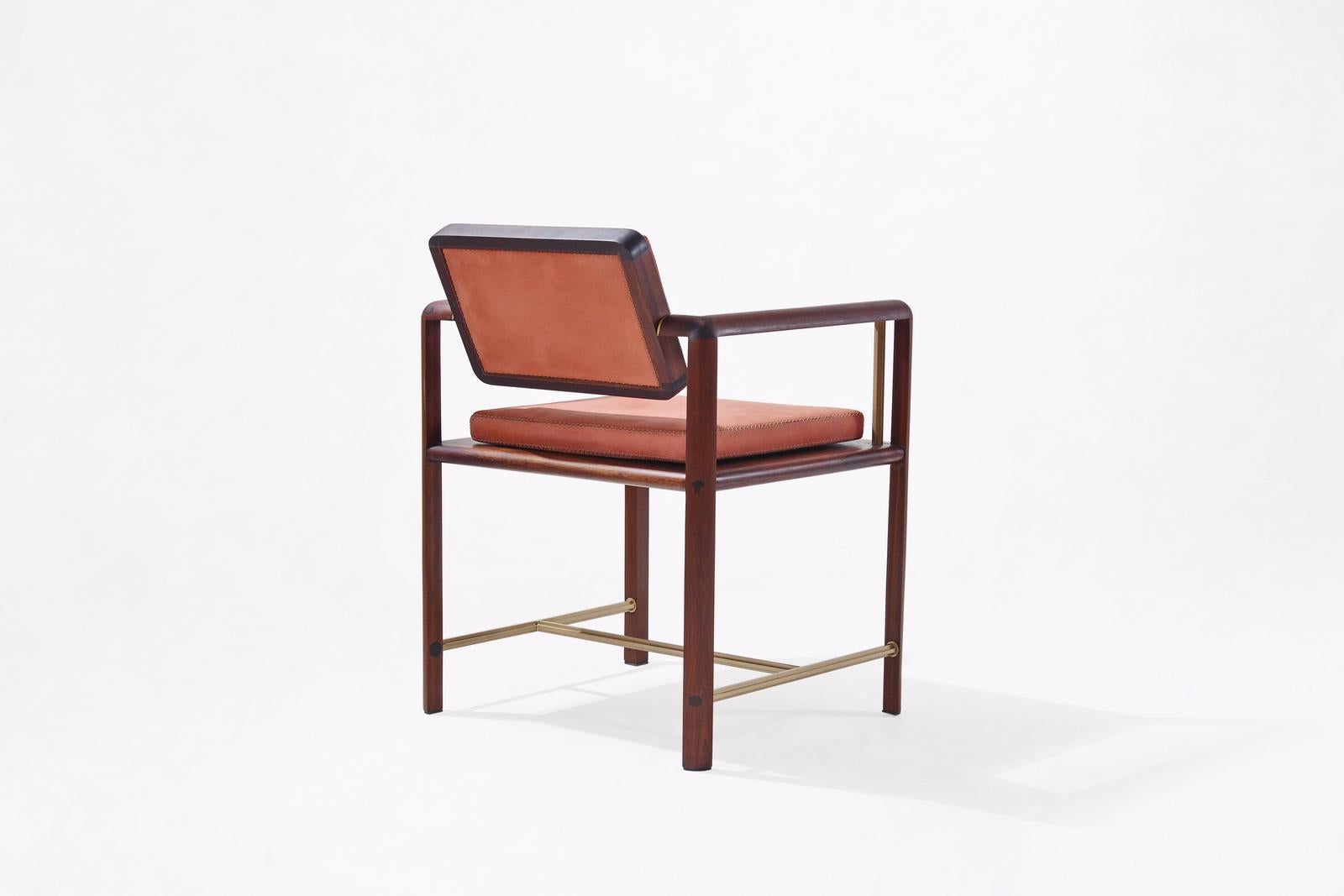 Bespoke Chair Reclaimed Hardwood Handstitched Leather Seating, P. Tendercool In New Condition For Sale In Bangkok, TH