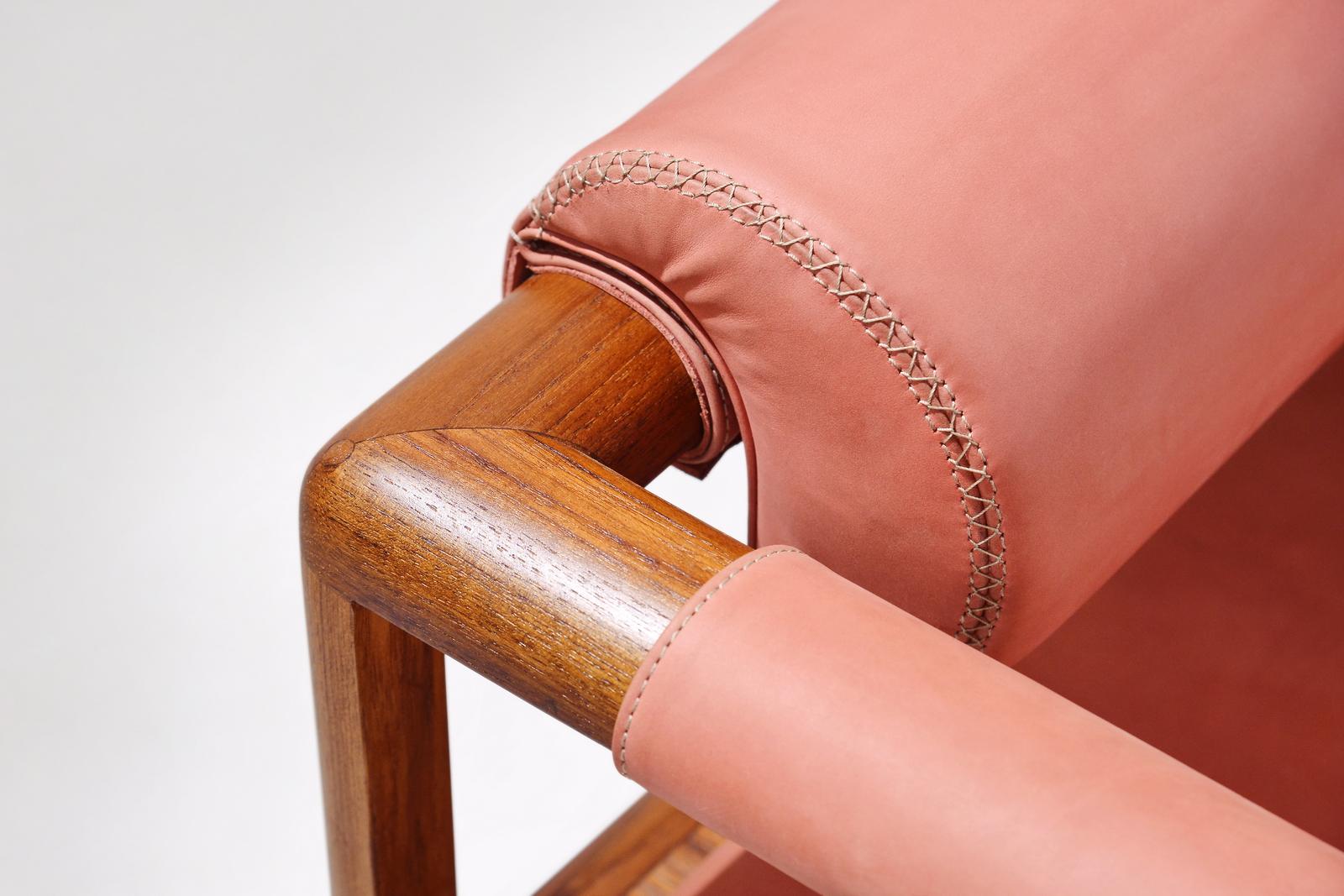 Bespoke Chair Reclaimed Hardwood Hand Stitched Leather Seating, P. Tendercool For Sale 1