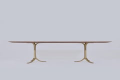 Bespoke Chef Table, Reclaimed Wood, Sand Cast Brass Base, by P. Tendercool