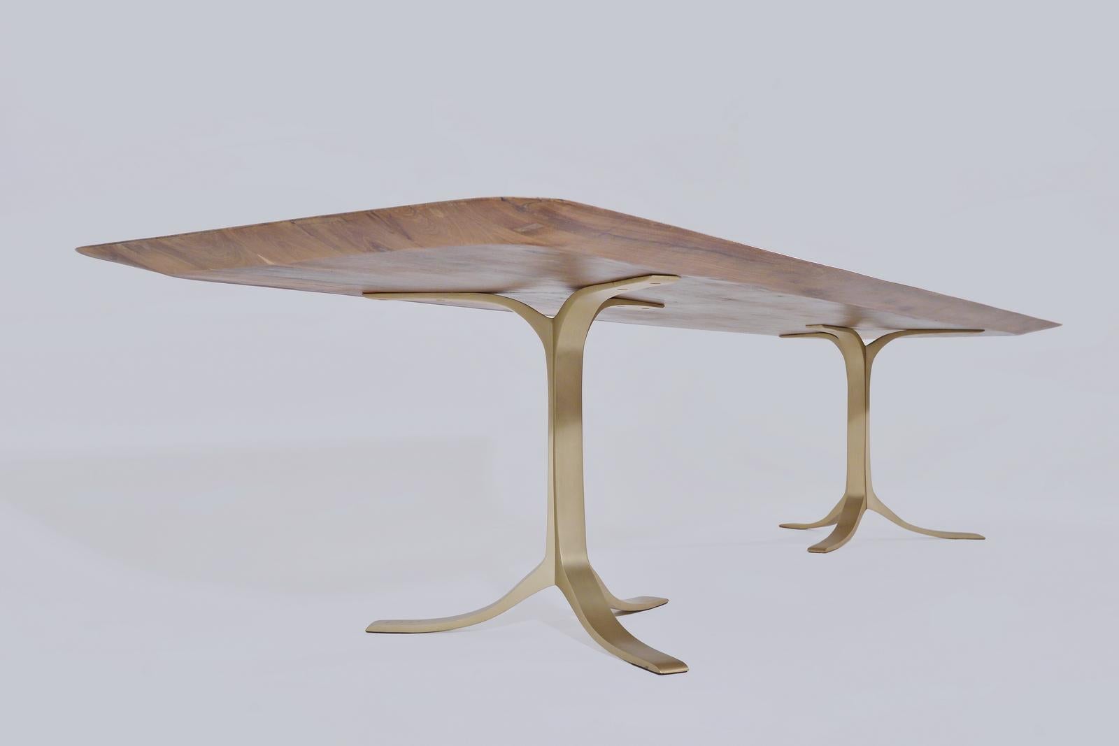 Bespoke Chef Table, Reclaimed Wood, Sand Cast Brass Base, by P. Tendercool In New Condition For Sale In Bangkok, TH