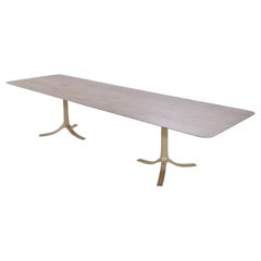 Bespoke Chef Table, Reclaimed Wood, Sand Cast Brass Base, by P. Tendercool