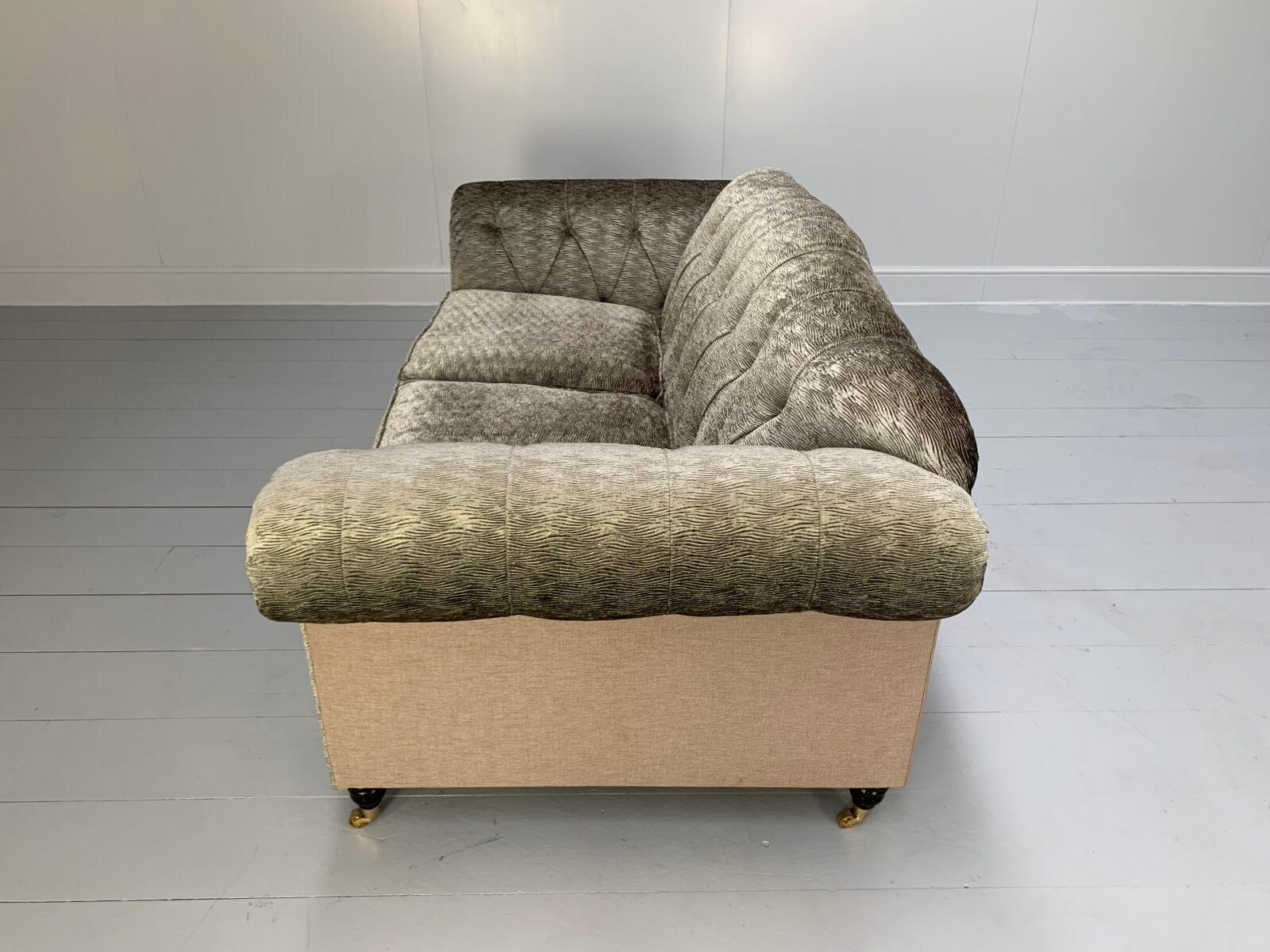 Bespoke “Chesterfield” 2.5-Seat Sofa – In Romo “Zinc” Chenille & Linen For Sale 3