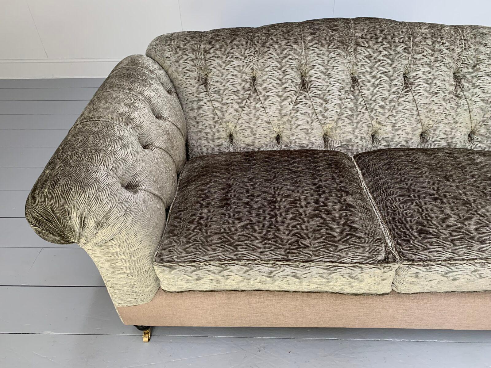 Bespoke “Chesterfield” 2.5-Seat Sofa – In Romo “Zinc” Chenille & Linen For Sale 4